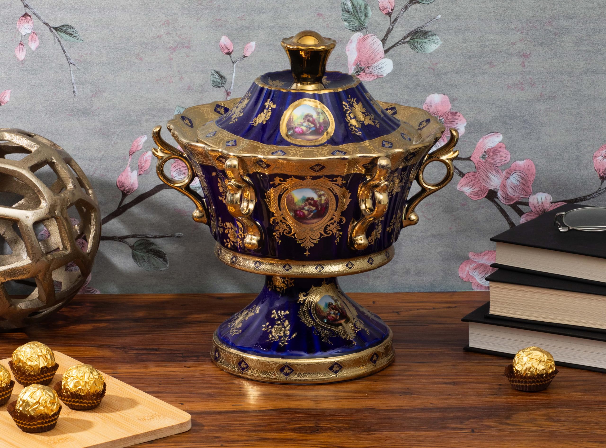 Amazon.co.jp: ロイヤリティ磁器ヴィンテージ装飾骨壺 - 蓋とハンドル